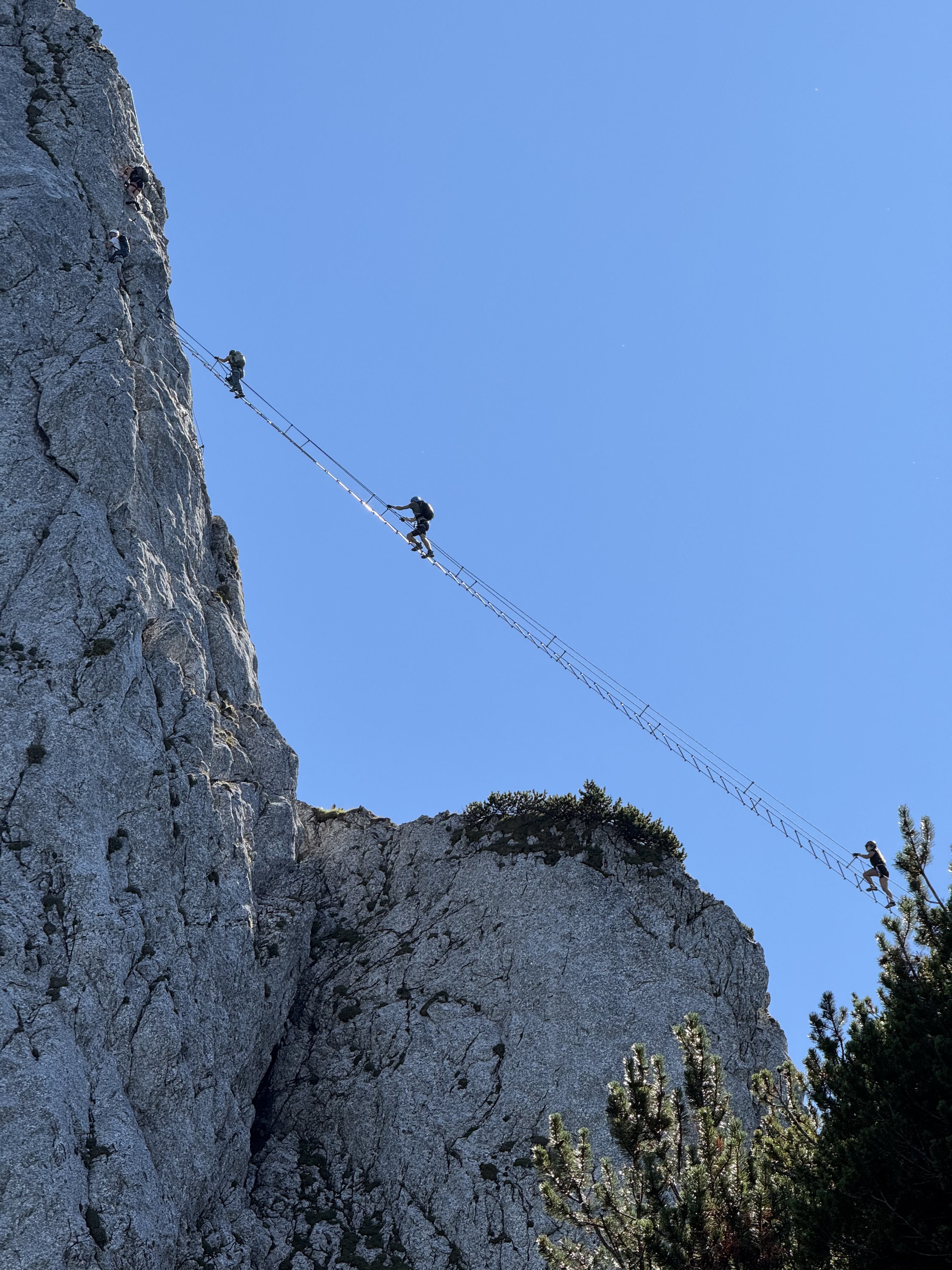 climbers on the Intersport Klettersteig Donnerkogel via ferrata